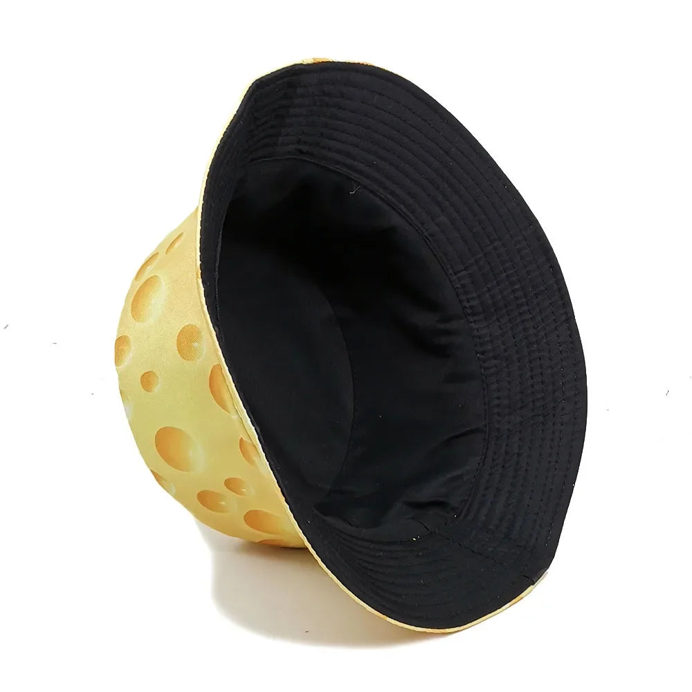 Wholesale New arrival cheese pattern double sided bucket hat